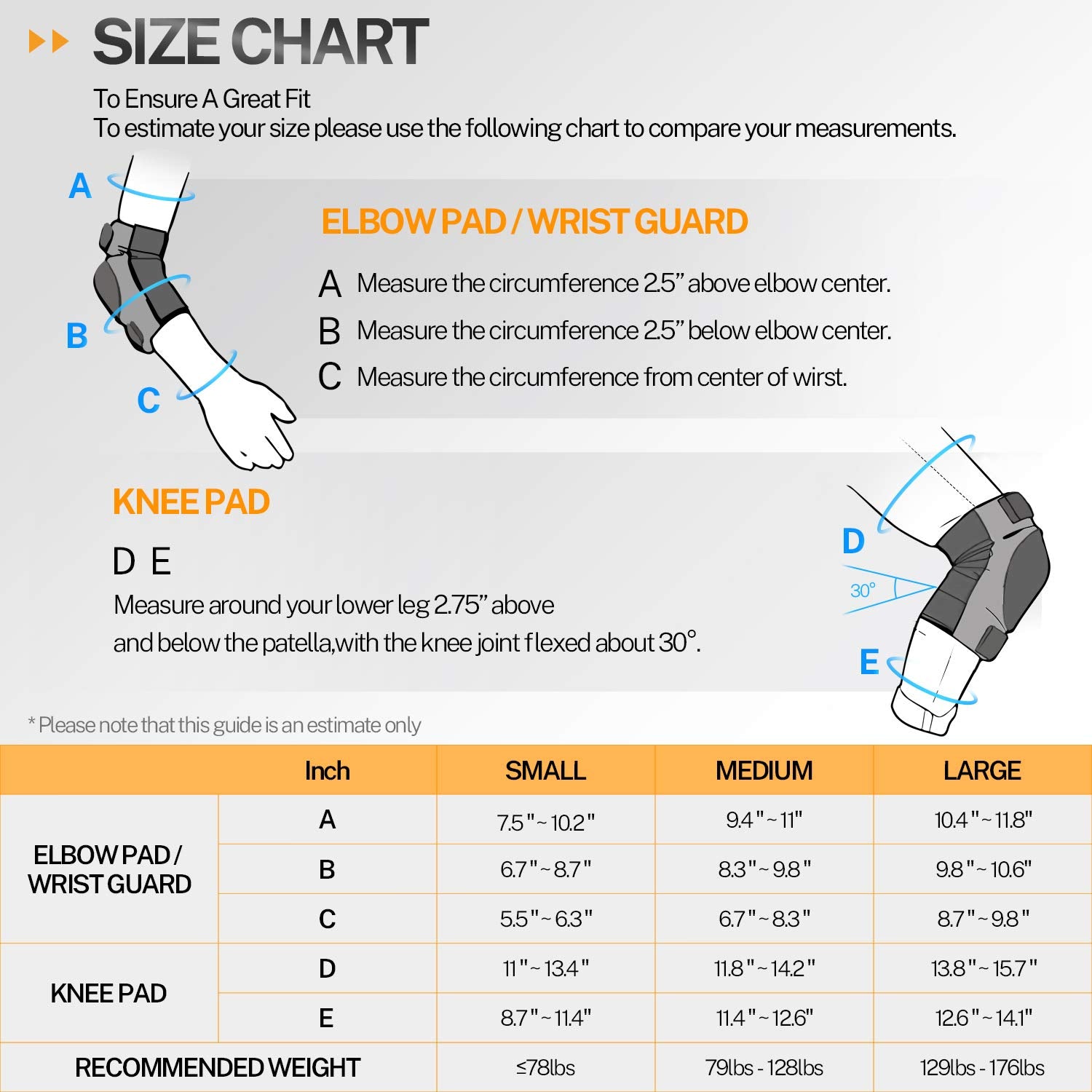 Knee Pads Elbow Pads with Wrist Guards, Kids Youth Adult Skateboard Skate Pads 3 in 1 Protective Gear Set for Skateboarding Skating Roller Skating Scooter Cycling Biking Bicycle, Black L