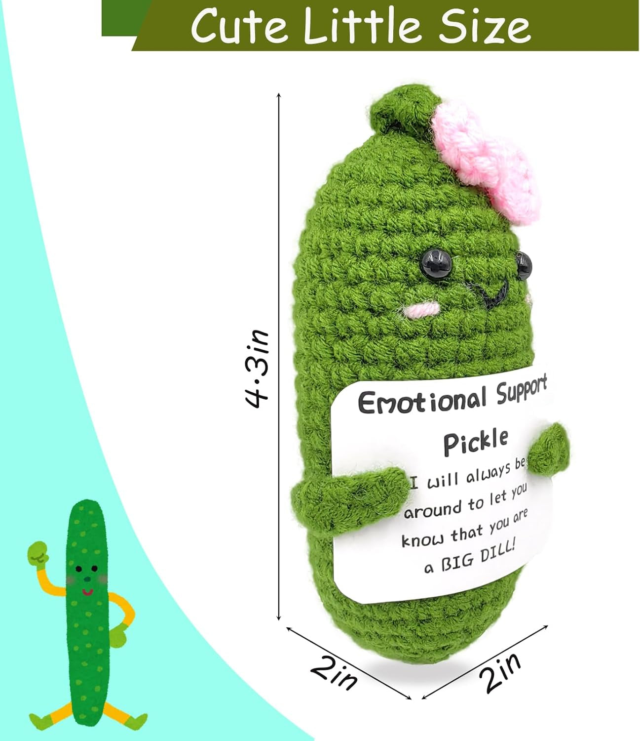 Emotional Encouraging Support Pickle,Funny Encouraging Pickle with Emotional Encouraging Card,Cute Knitted Crochet Dolls Soft Plush for Friend Gifts (Pickle)