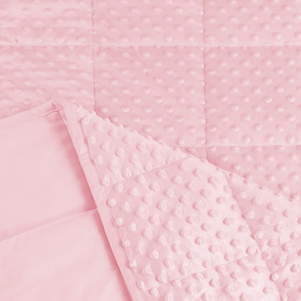 Reversible Weighted Blanket for All Season, Luxury Velvet, Warm and Cool, Adult Kids 5Lb Weighted Blanket, Enjoy Sleeping Anywhere(Pink,36"X48" 5Lbs)