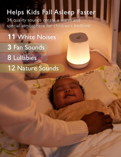 Baby Sound Machine,  White Noise Machine for Baby Sleeping with Night Light, Toddler Sleep Trainer 34 Soothing Sleep Sounds, Timer, App Remote Control, Personal Sleep Routine Alarm Clock(Blue)