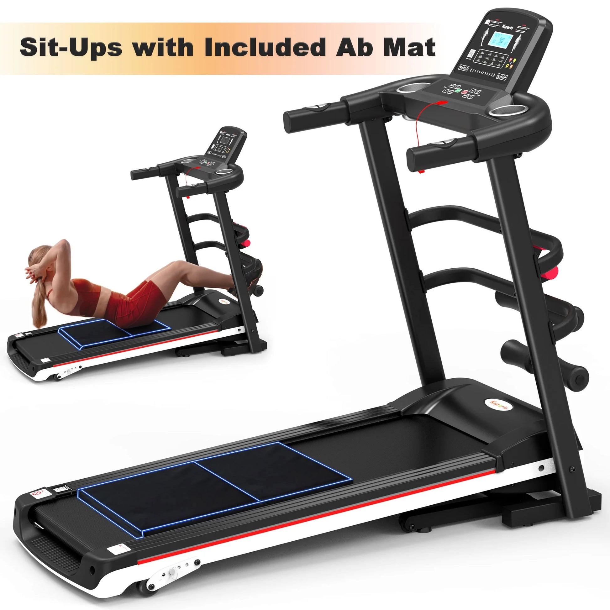 Ultimate Electric Treadmill Bundle with Exercise Rack, Mat & Dumbbells - Enhance Your Fitness Routine!