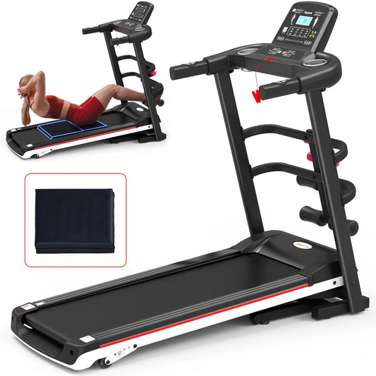 Ultimate Electric Treadmill Bundle with Exercise Rack, Mat & Dumbbells - Enhance Your Fitness Routine!