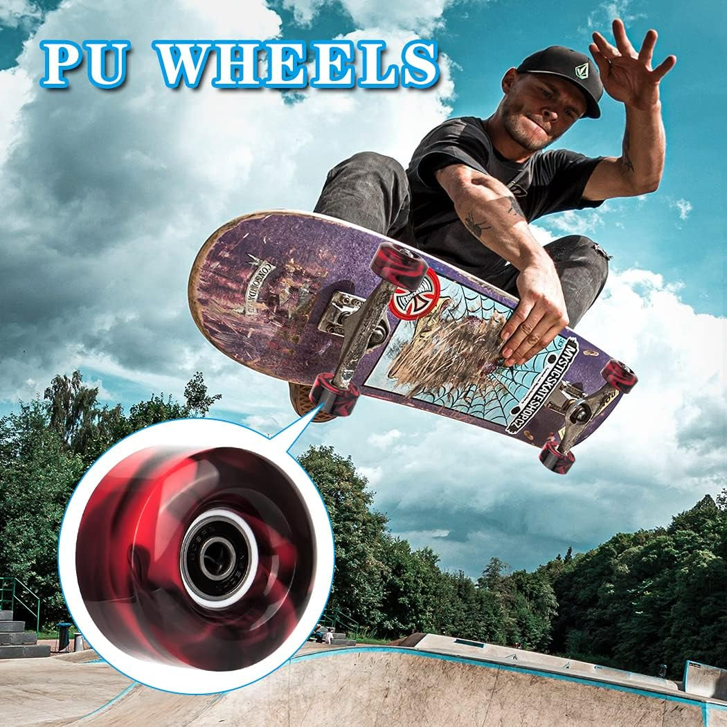 8 Pack Roller Skate Wheels with Bearings Installed and 2 Toe Stoppers for Double Row Skating, Quad Skates and Skateboard Outdoor or Indoor Use, 32Mm X 58Mm 82A