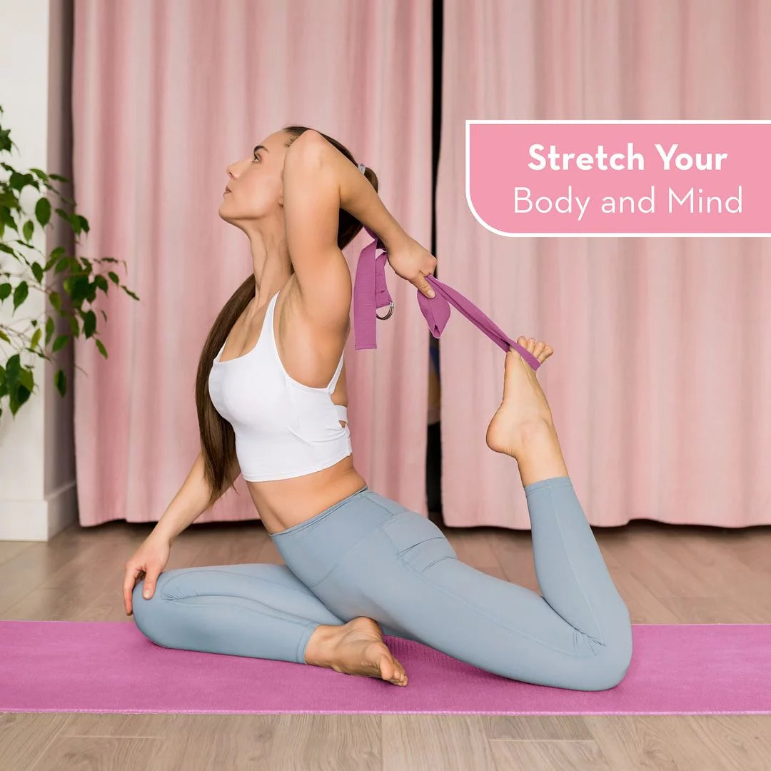 Premium 72" Non-Slip Yoga Mat Set with Blocks, Strap, and Towels - Stylish Pink Design