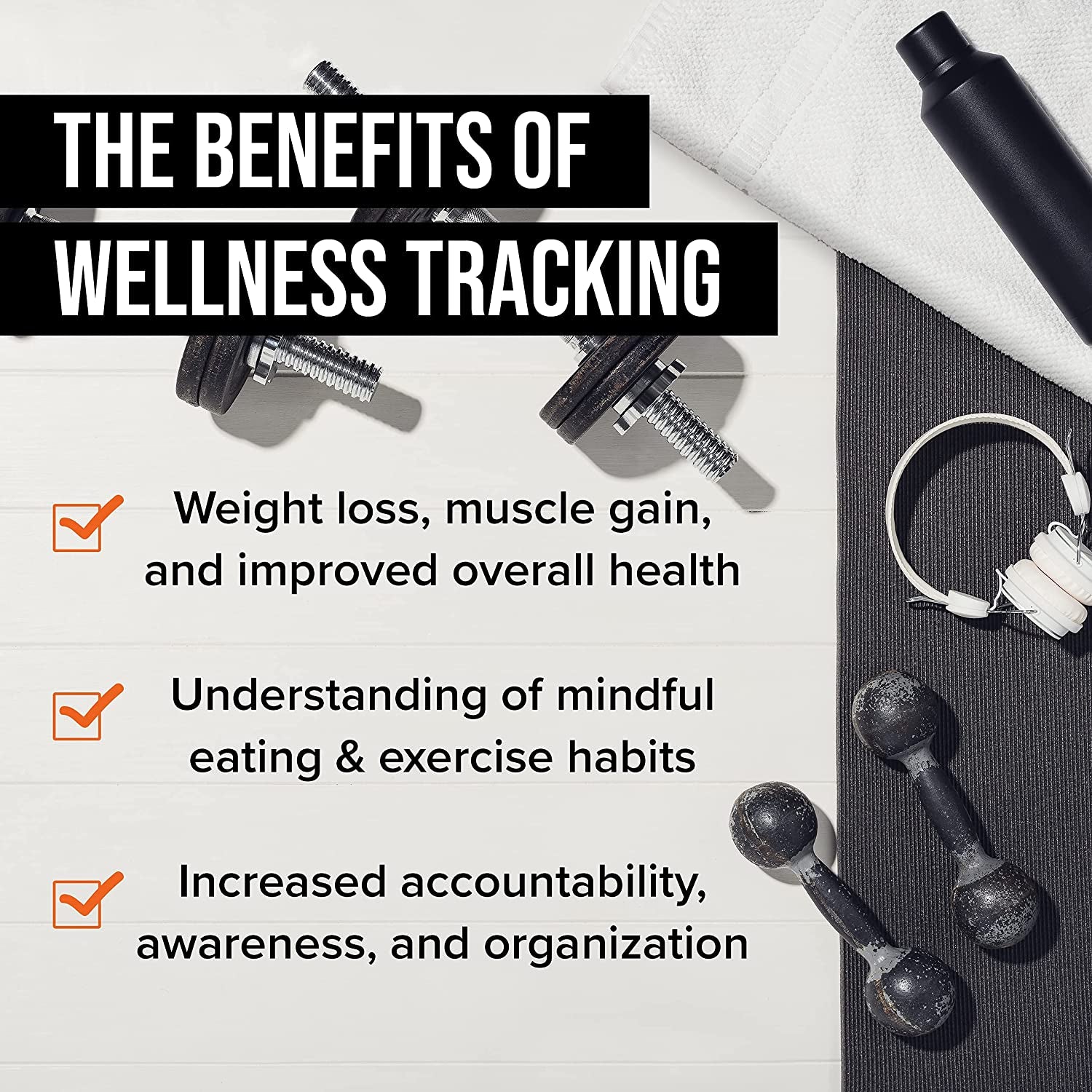 Journal for Women & Men, Food & Workout Journal, Planner Log Book to Track Weight Loss, Muscle Gain, Home Gym Exercise, Bodybuilding Progress, Daily Nutrition & Personal Health Tracker