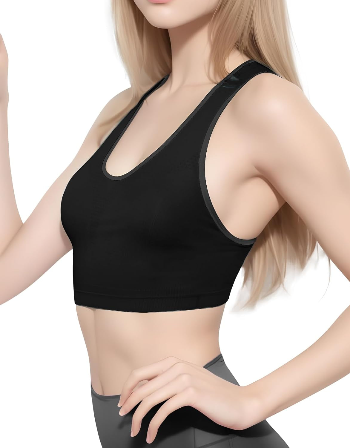 Racerback Sports Bras for Women – Padded Seamless Strappy Workout Tops for Yoga Gym Runing Fitness Sports Bras