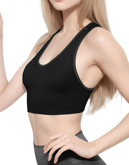 Racerback Sports Bras for Women – Padded Seamless Strappy Workout Tops for Yoga Gym Runing Fitness Sports Bras
