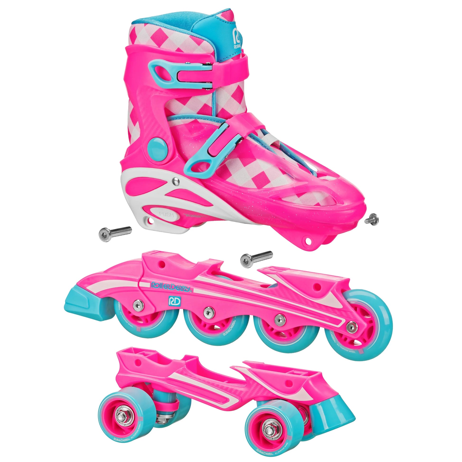 Girl'S 2N1 Roller and Inline Skates Size 3-6 Gingham