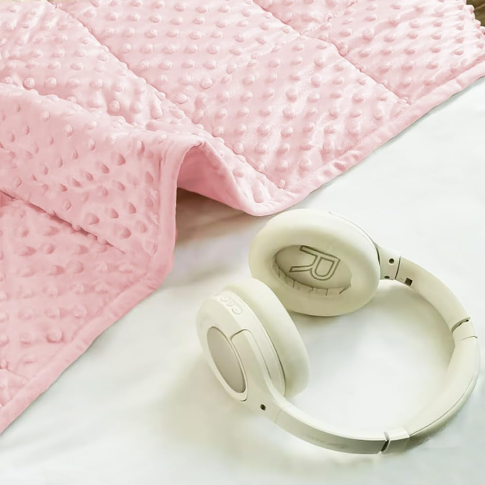 Reversible Weighted Blanket for All Season, Luxury Velvet, Warm and Cool, Adult Kids 5Lb Weighted Blanket, Enjoy Sleeping Anywhere(Pink,36"X48" 5Lbs)