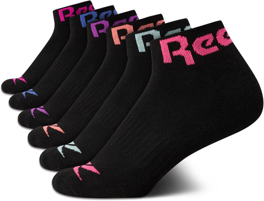 Girls' Quarter Socks - 6 Pack Moisture-Wicking Low Cut Athletic Ankle Socks for Girls (Sizes: S-L)