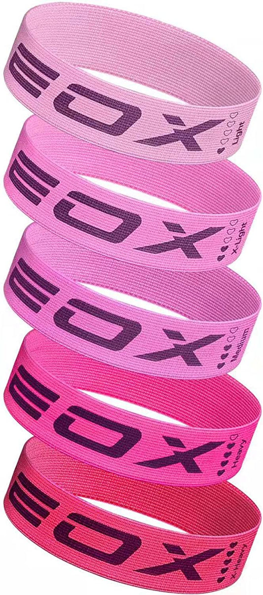 Ultimate Non-Slip Resistance Fabric Loop Bands for Legs & Glutes - 5 Levels of Hip Training (Pink)