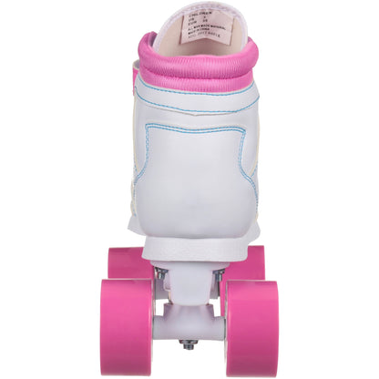 Girls' Quad Roller Skates White/Pink/Teal Sidewalk Skates, Size 3
