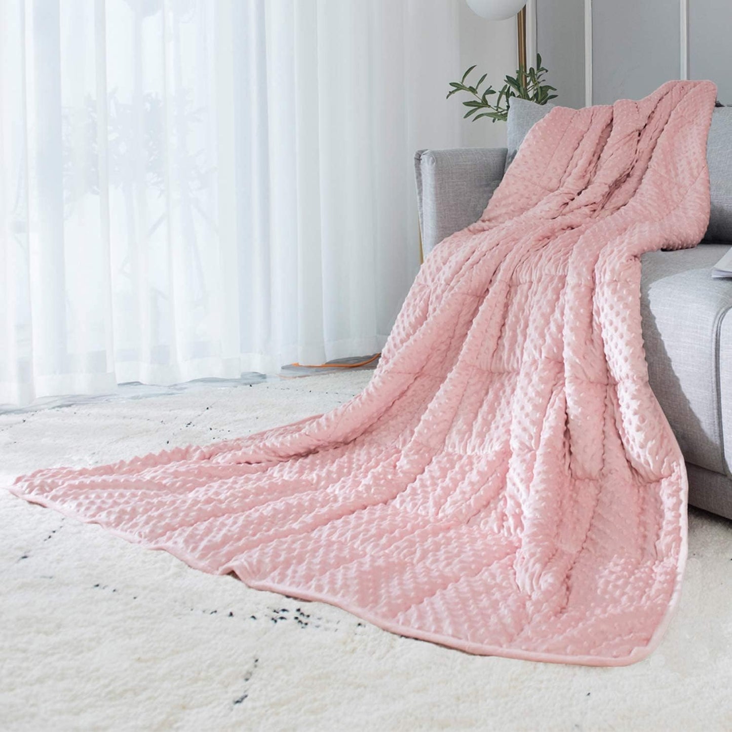 Reversible Weighted Blanket for All Season, Luxury Velvet, Warm and Cool, Adult Kids 5Lb Weighted Blanket, Enjoy Sleeping Anywhere(Pink,36"X48" 5Lbs)