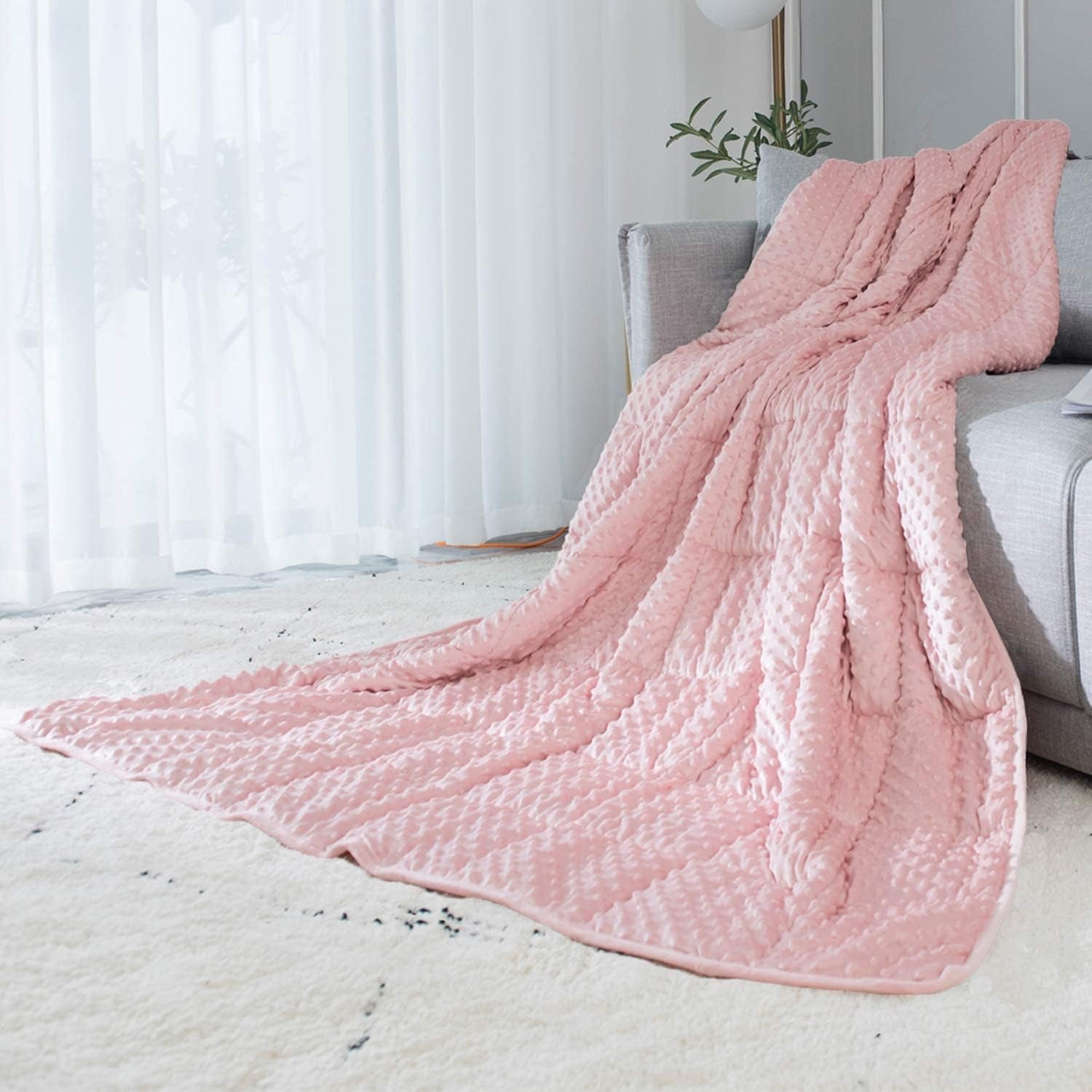Reversible Weighted Blanket for All Season, Luxury Velvet, Warm and Cool, Adult Kids 5Lb Weighted Blanket, Enjoy Sleeping Anywhere(Pink,36"X48" 5Lbs)