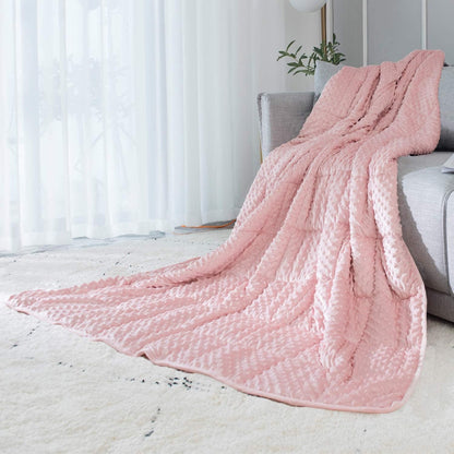 Reversible Weighted Blanket for All Season, Luxury Velvet, Warm and Cool, Adult Kids 5Lb Weighted Blanket, Enjoy Sleeping Anywhere(Pink,36"X48" 5Lbs)