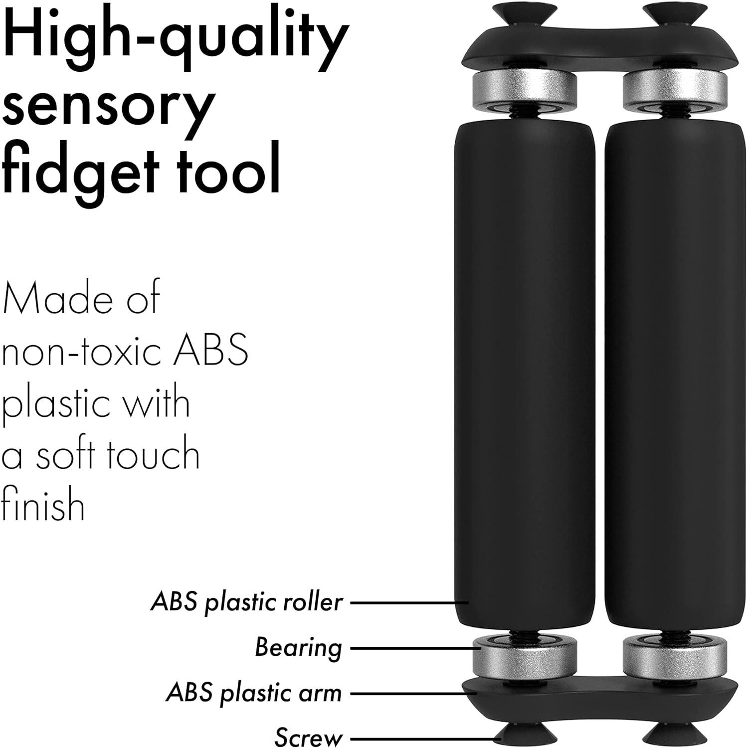 Roller - Handheld Fidget Toy for Adults | Help Relieve Stress, Anxiety, Tension | Promotes Focus, Clarity | Compact, Portable Design (Junior Size/Abs Plastic, Black)
