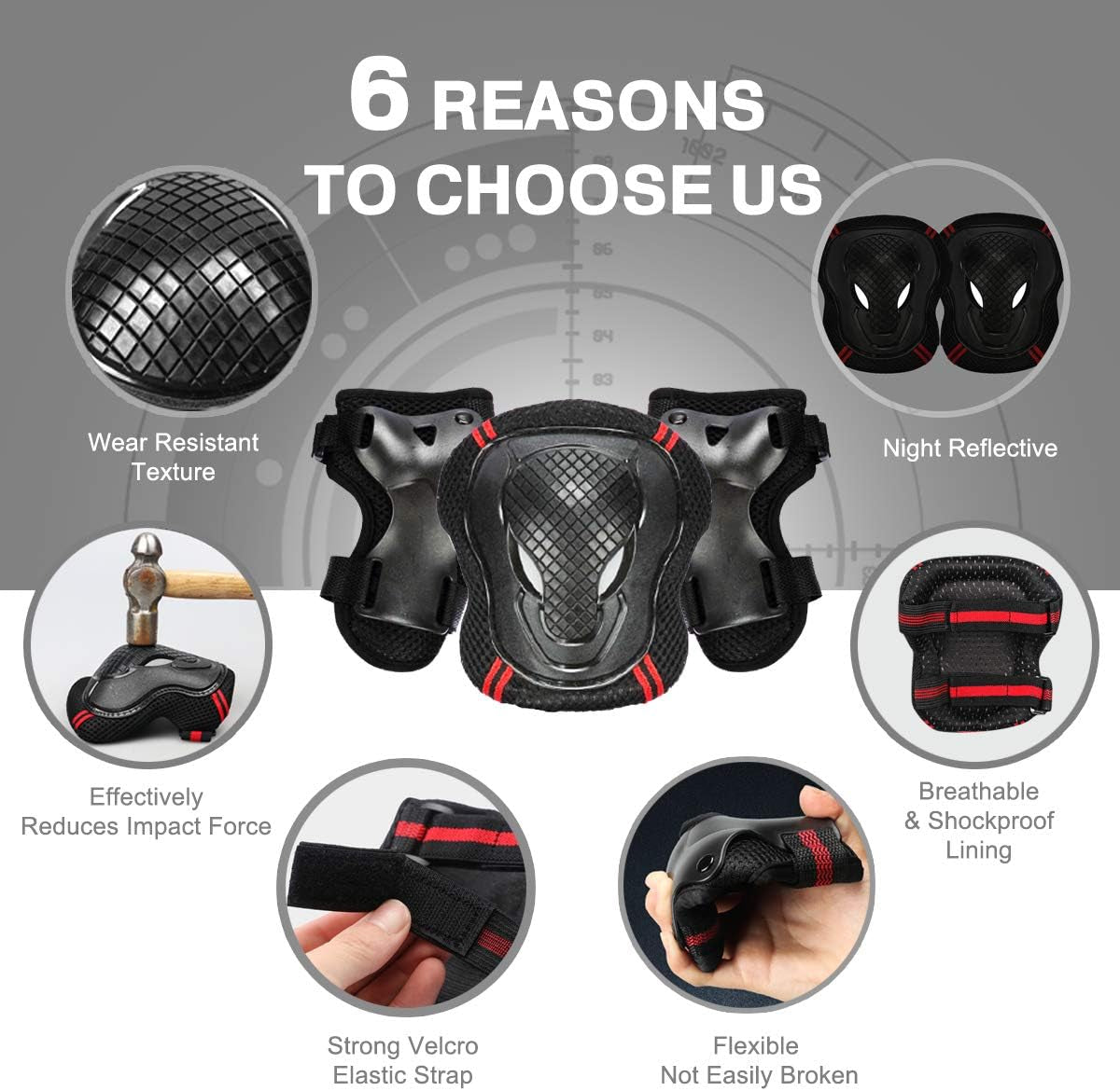 Adjustable Skateboard Skate Helmet with Protective Gear Knee Pads Elbow Pads Wrist Pads for Youth Outdoor Sports, BMX, Skateboard, Scooter, Bike, Roller, Kid'S Protective Gear Set Rose M
