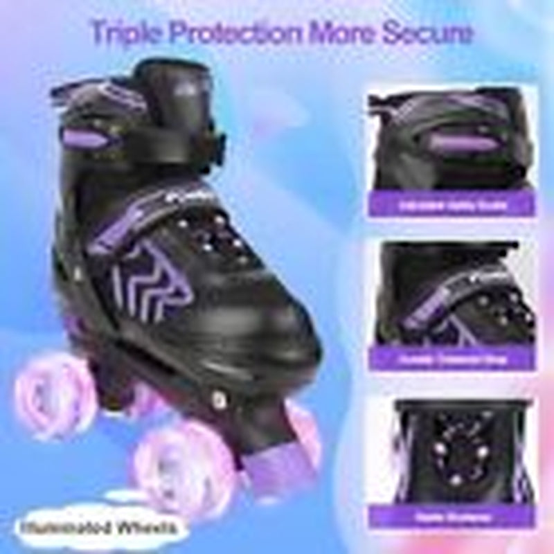 Kids Roller Skates for Boys Adjustable Roller Skates for Men Women Large Purple