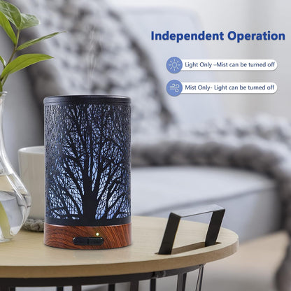 Essential Oil Diffuser 150Ml Metal Aromatherapy Oil Diffuser Ultrasonic Cool Mist Diffuser with Auto Shut-Off Protection,7 Colors Changed LED for Home Office SPA Yoga