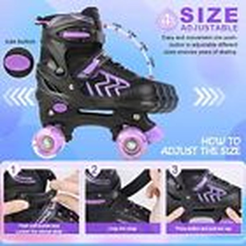 Kids Roller Skates for Boys Adjustable Roller Skates for Men Women Large Purple