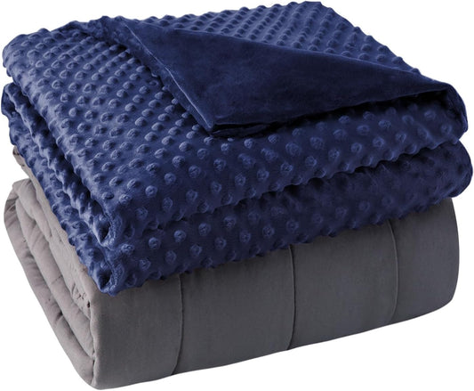 Weighted Blanket with Cover Removable Soft Blue Heavy Blanket Microfiber Washable Heated Weighted Throw Blanket Winter Warm Weighted Comforter 7Lbs, 40 * 60