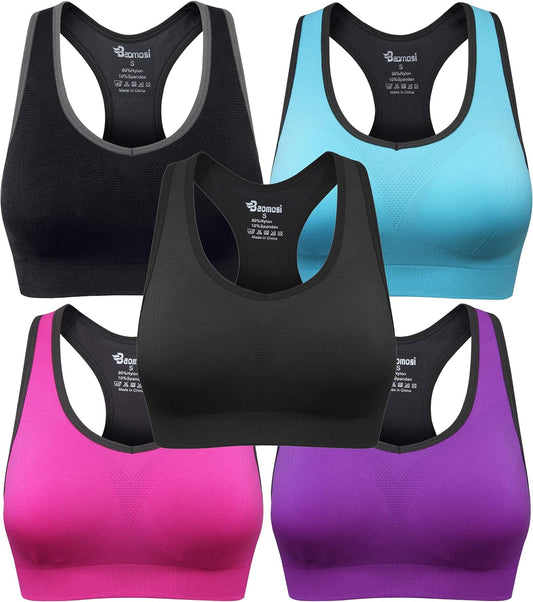 Women'S Seamless Racerback Sports Bra High Impact Support Yoga Gym Workout Fitness