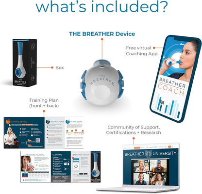 │ Natural Breathing Exerciser Trainer for Drug-Free Respiratory Therapy │ Breathe Easier with Stronger Lungs │ Guided Mobile Training App Included