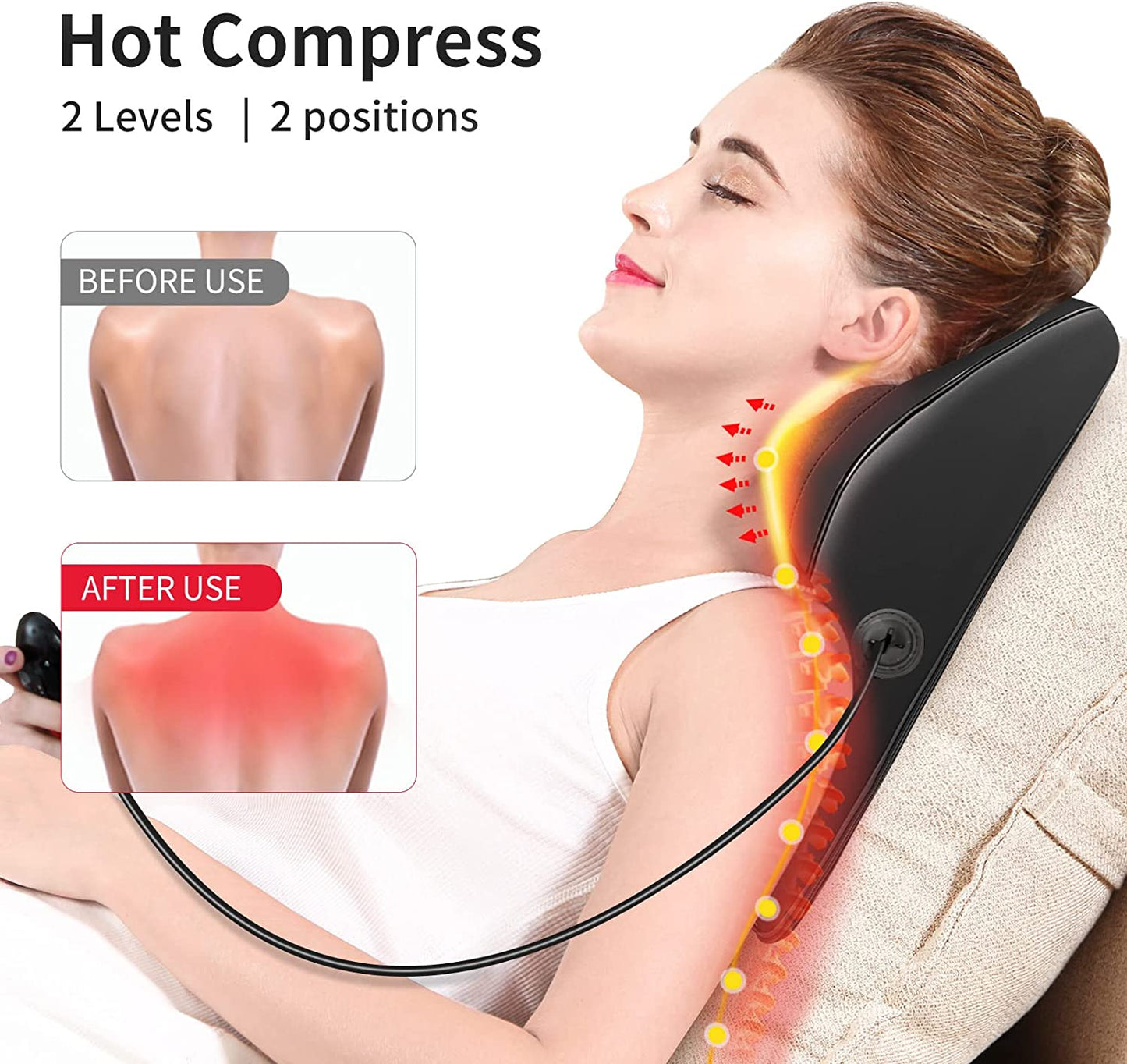 Back Massager with Heat, Massagers for Neck and Back, 3D Kneading Massage Pillow for Back, Neck, Shoulder, Leg Pain Relief, Gifts for Men Women Mom Dad, Stress Relax at Home Office and Car