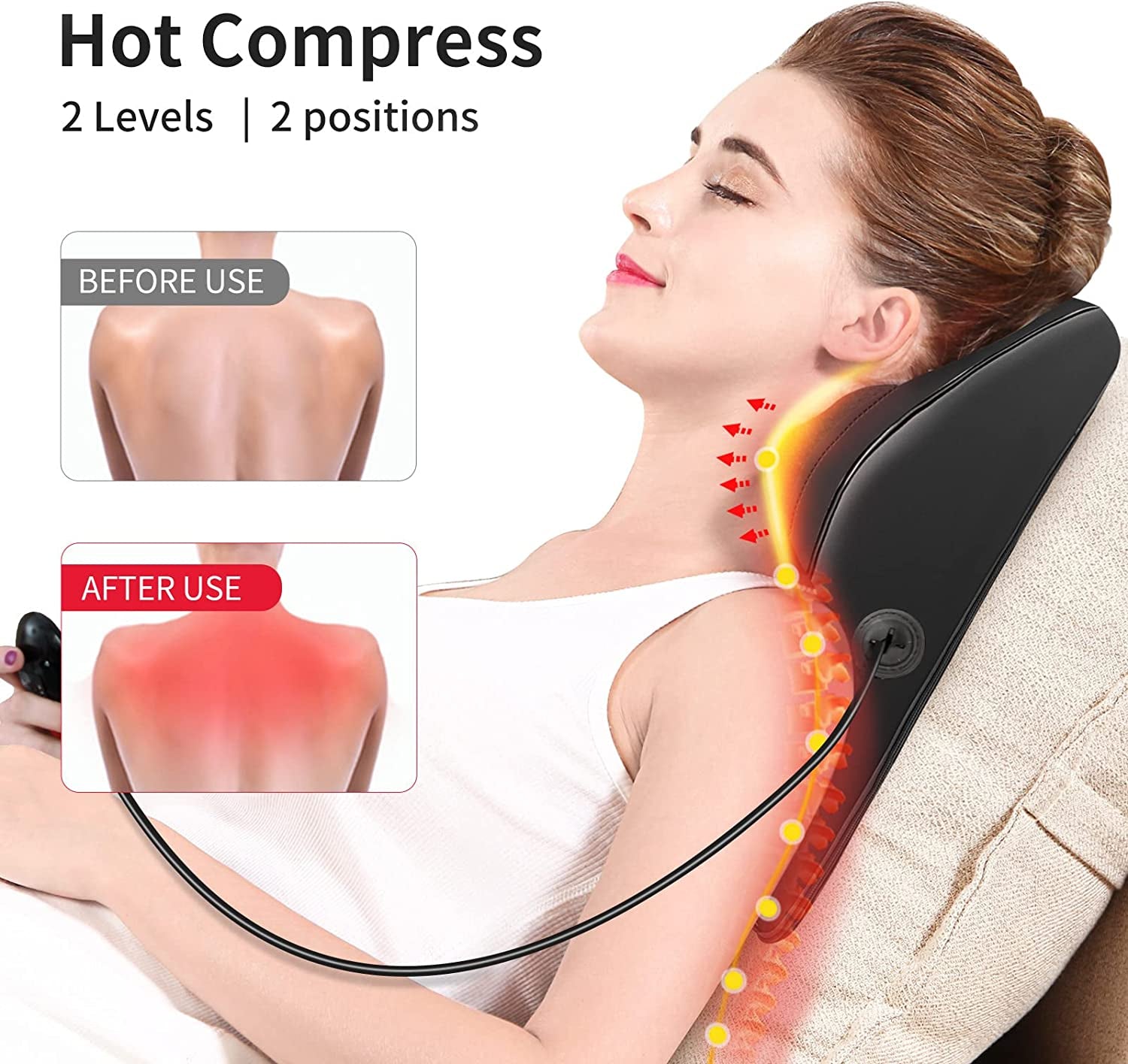 Back Massager with Heat, Massagers for Neck and Back, 3D Kneading Massage Pillow for Back, Neck, Shoulder, Leg Pain Relief, Gifts for Men Women Mom Dad, Stress Relax at Home Office and Car