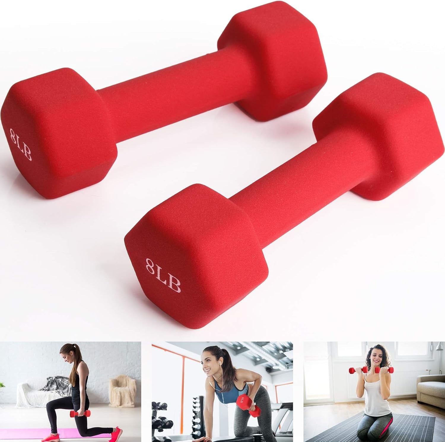 Dumbbell Set,  2Lb 3Lb 5Lb 8Lb 10Lb 15Lb 20Lb Neoprene Iron Dumbbells Hand Weight Set Barbell Exercise Fitness Hex Dumb Bell Free Weight Dumbbell Fo Women Men Home Gym Workout Strength Training