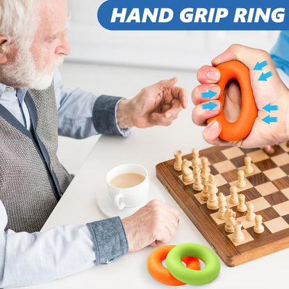 Hand Grip Strengthener, Finger Exerciser, Multiple Resistance Levels Kit - 3 Types, Set of 8