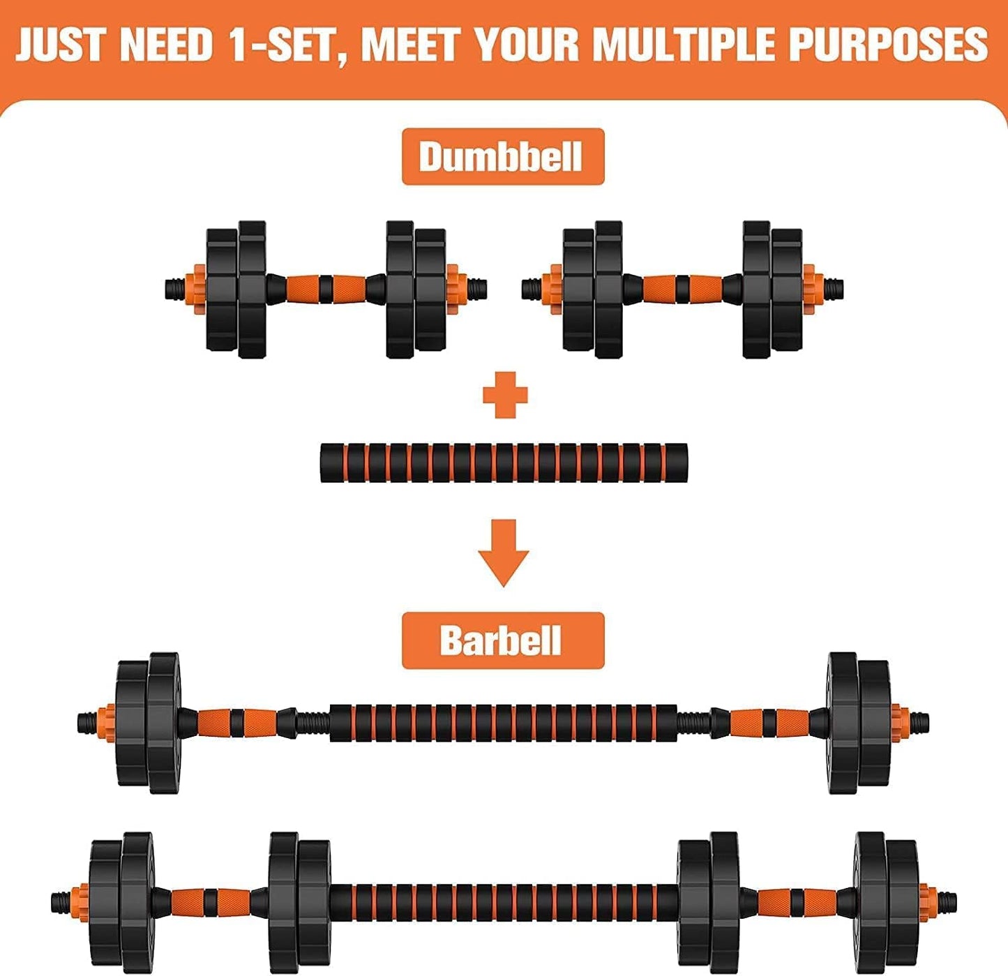 Transform Your Home Gym with the 86 Lbs 3-in-1 Adjustable Dumbbell Barbell Set - Perfect for All Fitness Levels!