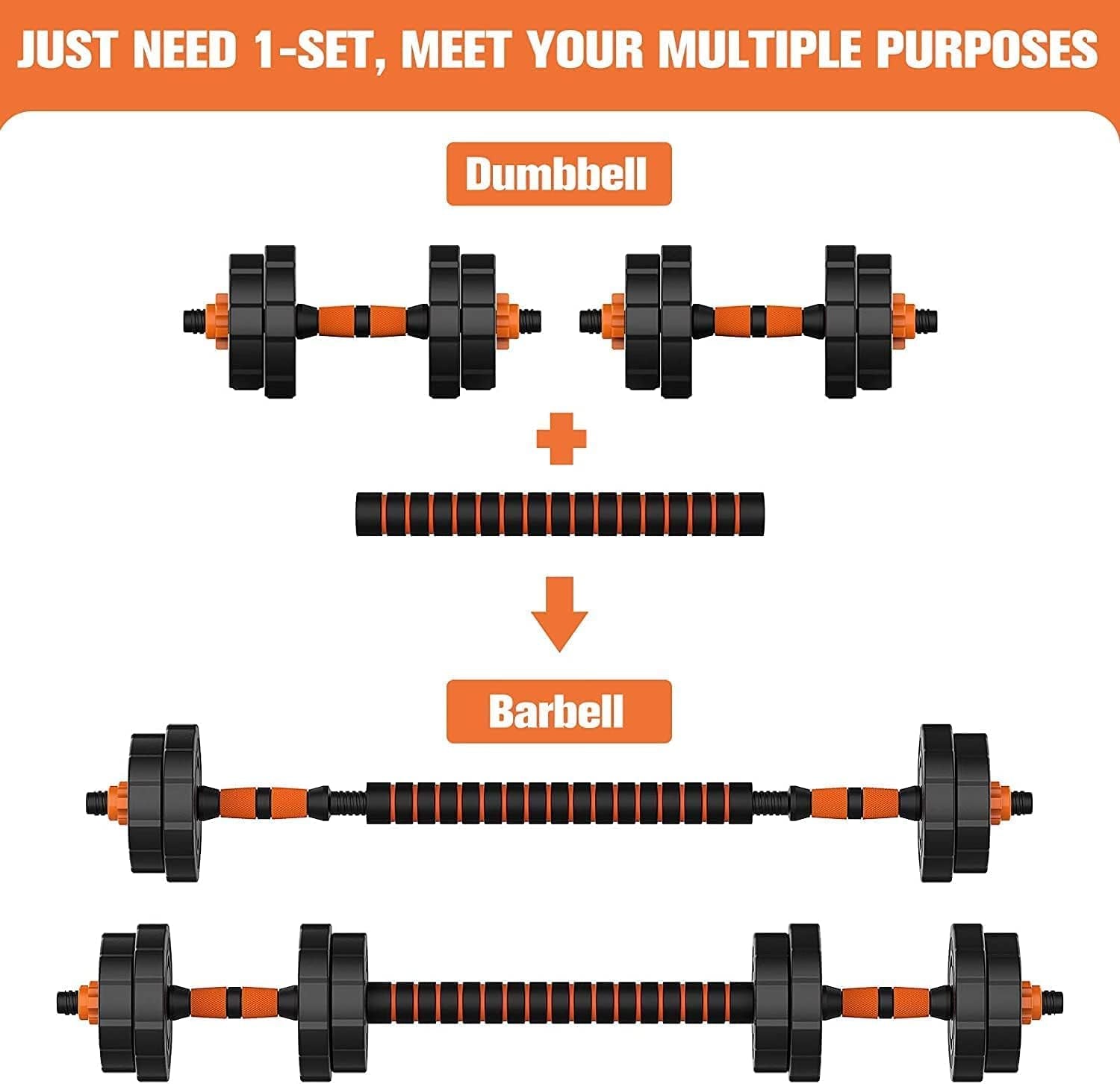 Transform Your Home Gym with the 86 Lbs 3-in-1 Adjustable Dumbbell Barbell Set - Perfect for All Fitness Levels!