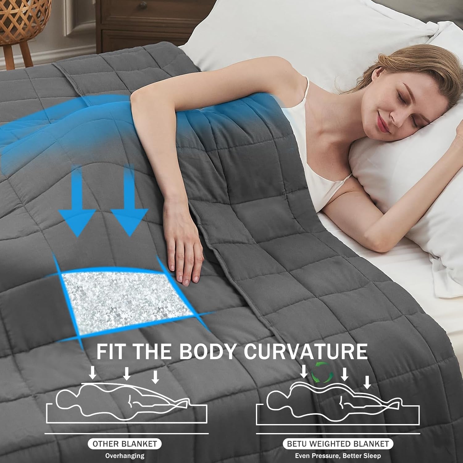 Weighted Blanket for Adults (12Lbs, 48"X72" Twin Size) - Cooling and Breathable Heavy Blanket for 110-130Lbs with Premium Glass Beads - Soft Thick Blanket for All-Season Sleeping Comfort - Grey