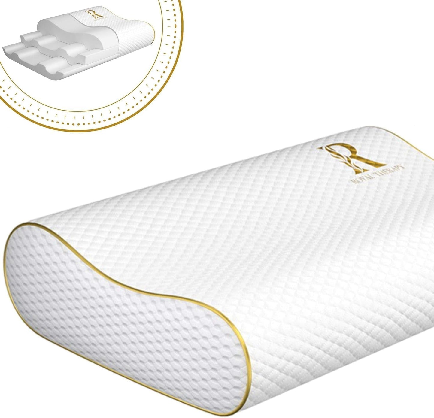 Memory Foam Pillow, Queen Pillow Neck Pain Relief, Contour Pillow, Pillow for Neck and Shoulder Pain, Neck Pain Pillow, Side Sleeper Pillow, Cervical Neck Pillow, Neck Pillow Sleeping