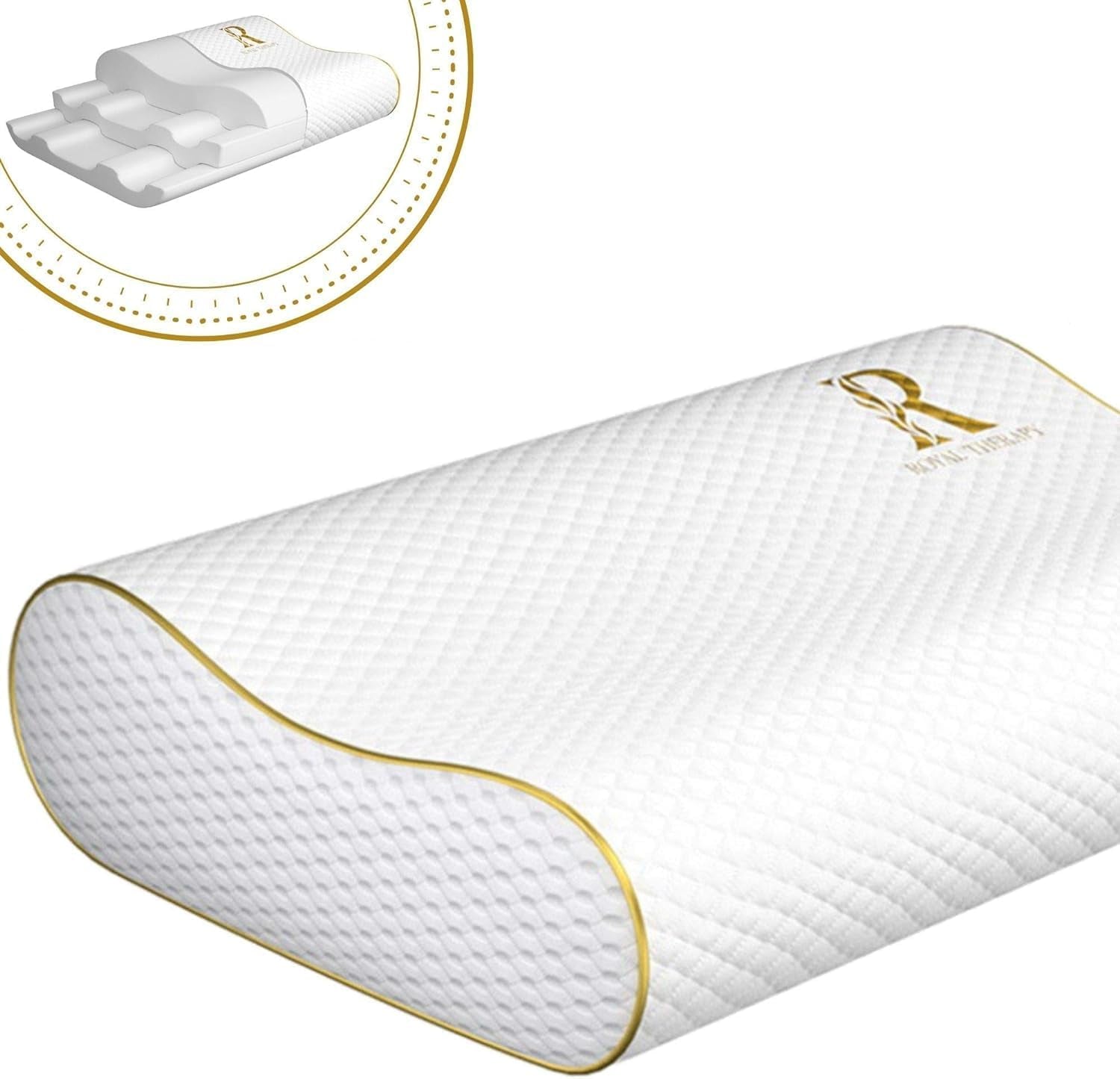 Memory Foam Pillow, Queen Pillow Neck Pain Relief, Contour Pillow, Pillow for Neck and Shoulder Pain, Neck Pain Pillow, Side Sleeper Pillow, Cervical Neck Pillow, Neck Pillow Sleeping