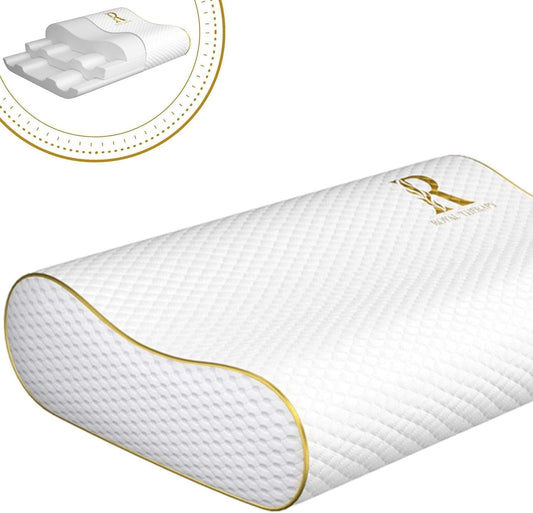 Memory Foam Pillow, Queen Pillow Neck Pain Relief, Contour Pillow, Pillow for Neck and Shoulder Pain, Neck Pain Pillow, Side Sleeper Pillow, Cervical Neck Pillow, Neck Pillow Sleeping