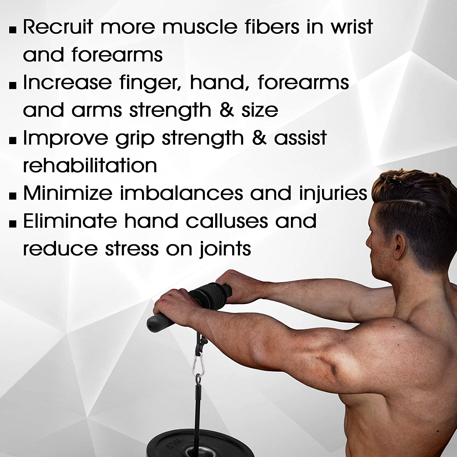 Wrist and Forearm Blaster - Wrist Roller & Forearm Roller for Training, Workout - Wrist/Arm Blaster - Fit 1-Inch Standard & 2-Inch Olympic Weight Plates