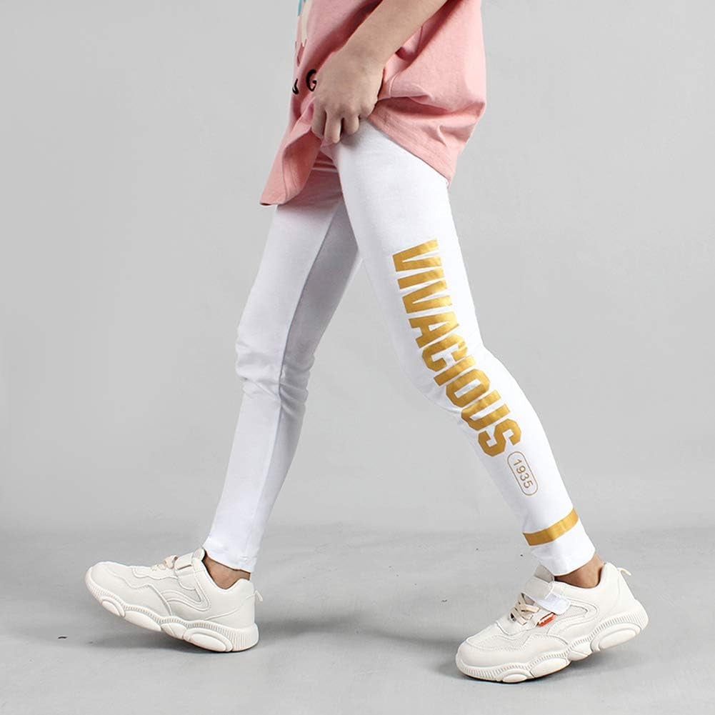 Girls' Leggings, Kids Sports Cotton Stretch Tights Pants, Dance Performance