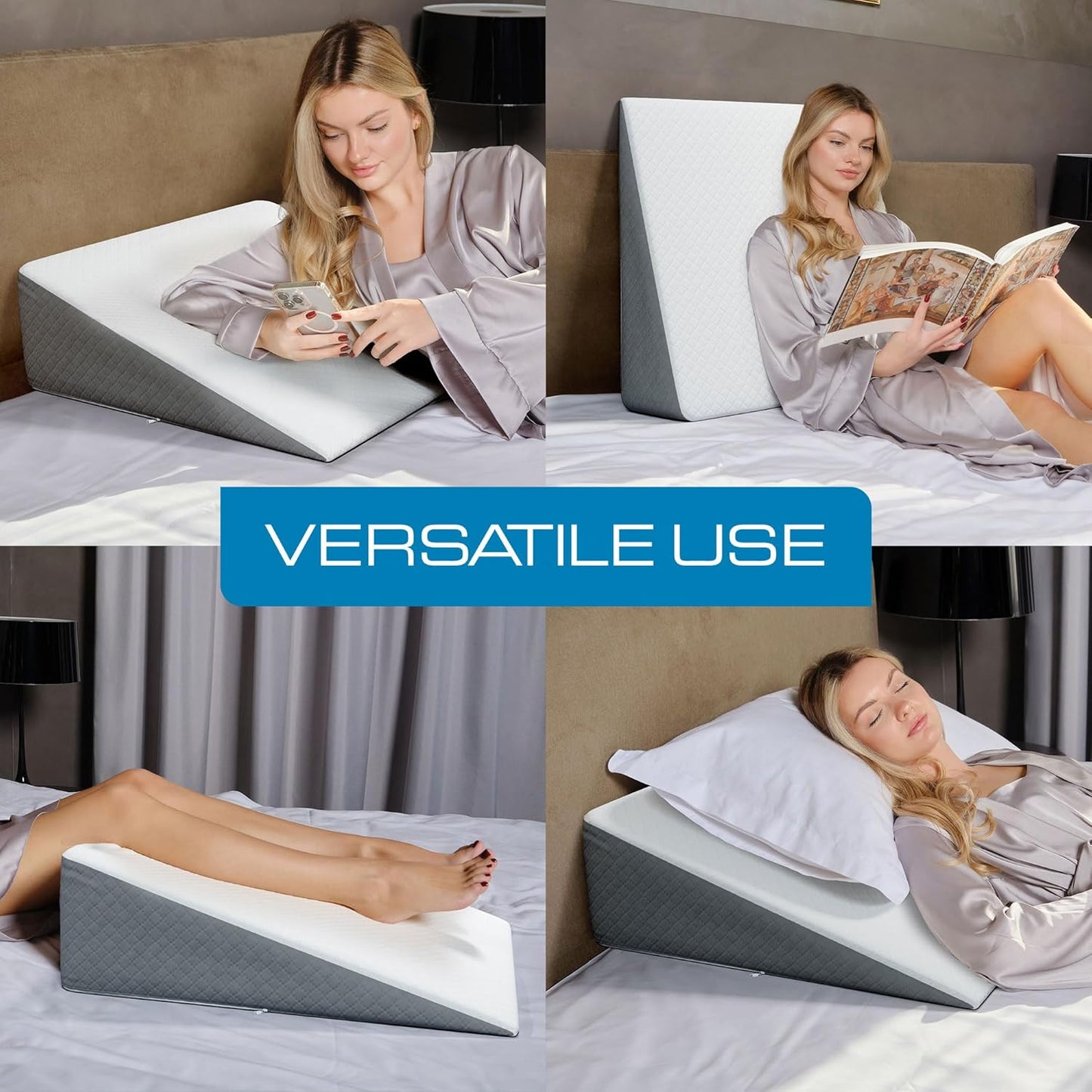 Kӧlbs Bed Wedge Pillow with Memory Foam Top Chic Jacquard Cover Wedge Pillow for Sleeping and Acid Reflux, Heartburn, Wedge Pillow for Sleep Apnea Wedge Pillow for Back Pain Relief