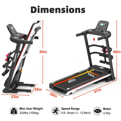 Ultimate Electric Treadmill Bundle with Exercise Rack, Mat & Dumbbells - Enhance Your Fitness Routine!