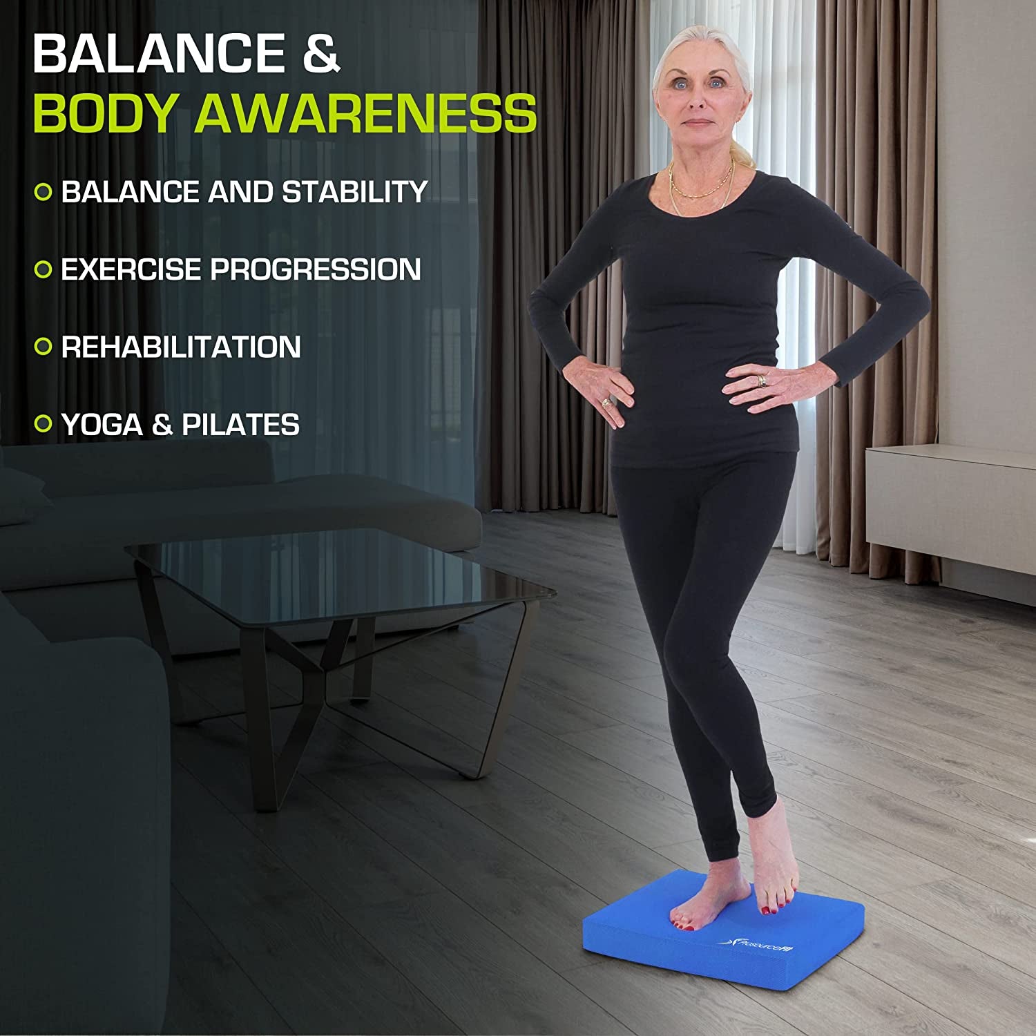 Exercise Balance Pad – Non-Slip Cushioned Foam Mat & Knee Pad for Fitness and Stability Training, Yoga, Physical Therapy 15.5”X12.75”