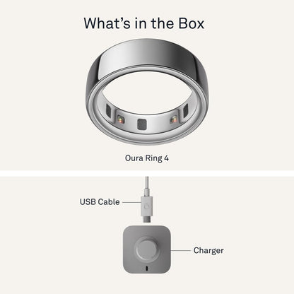 Ring 4 - Silver - Size 8 - Smart Ring - Size First with  Ring 4 Sizing Kit - Sleep Tracking Wearable - Heart Rate - Fitness Tracker - up to 8 Days of Battery Life