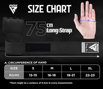 Gel Boxing Hand Wraps Inner Gloves Men Women, Quick 75Cm Long Wrist Straps, Elasticated Padded Fist under Mitts Protection, Muay Thai MMA Kickboxing Martial Arts Punching Training Bandages