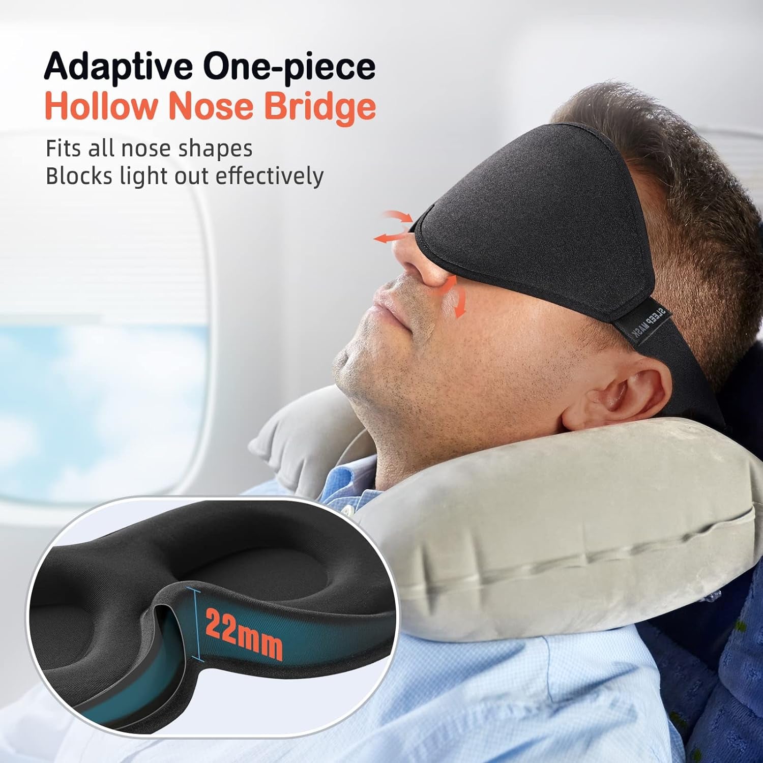 Sleep Mask for Side Sleeper Women Men, Eye Mask for Sleeping Light Blocking, 3D Contoured Cup Sleeping Mask, Soft Breathable Sleep Eye Mask with Adjustable Elastic Strap for Flight Nap