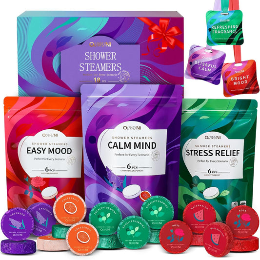 Shower Steamers Aromatherapy - 18 Pack Shower Bombs Natural Organic Essential Oils Comes with 3 Sachet, Birthday Gifts for Women, Valentines Day Gifts for Her, Gifts for Mom Her Grandma Sister