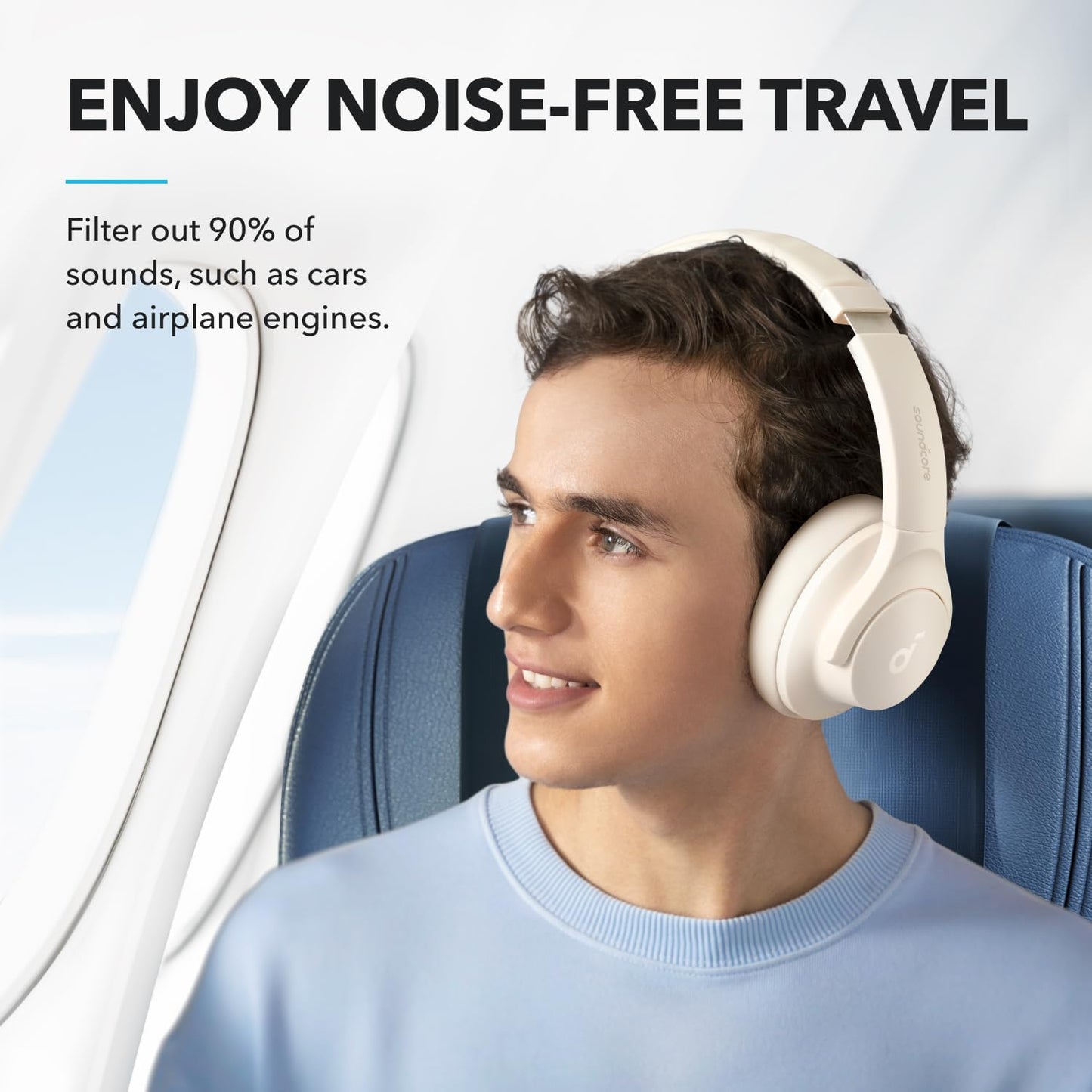 by  Q20I Hybrid Active Noise Cancelling Headphones, Wireless Over-Ear Bluetooth, 40H Long ANC Playtime, Hi-Res Audio, Big Bass, Customize via an App, Transparency Mode (White)