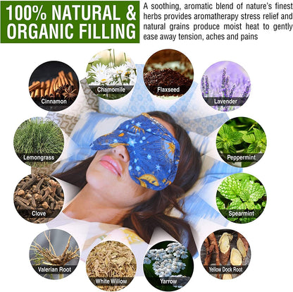 Basic Herb Pack Rice Heating Pad Microwavable Reusable Heat Pack with Herbal Aromatherapy Fill, Freezer and Microwave Safe for Hot and Cold Therapy, Celestial Indigo