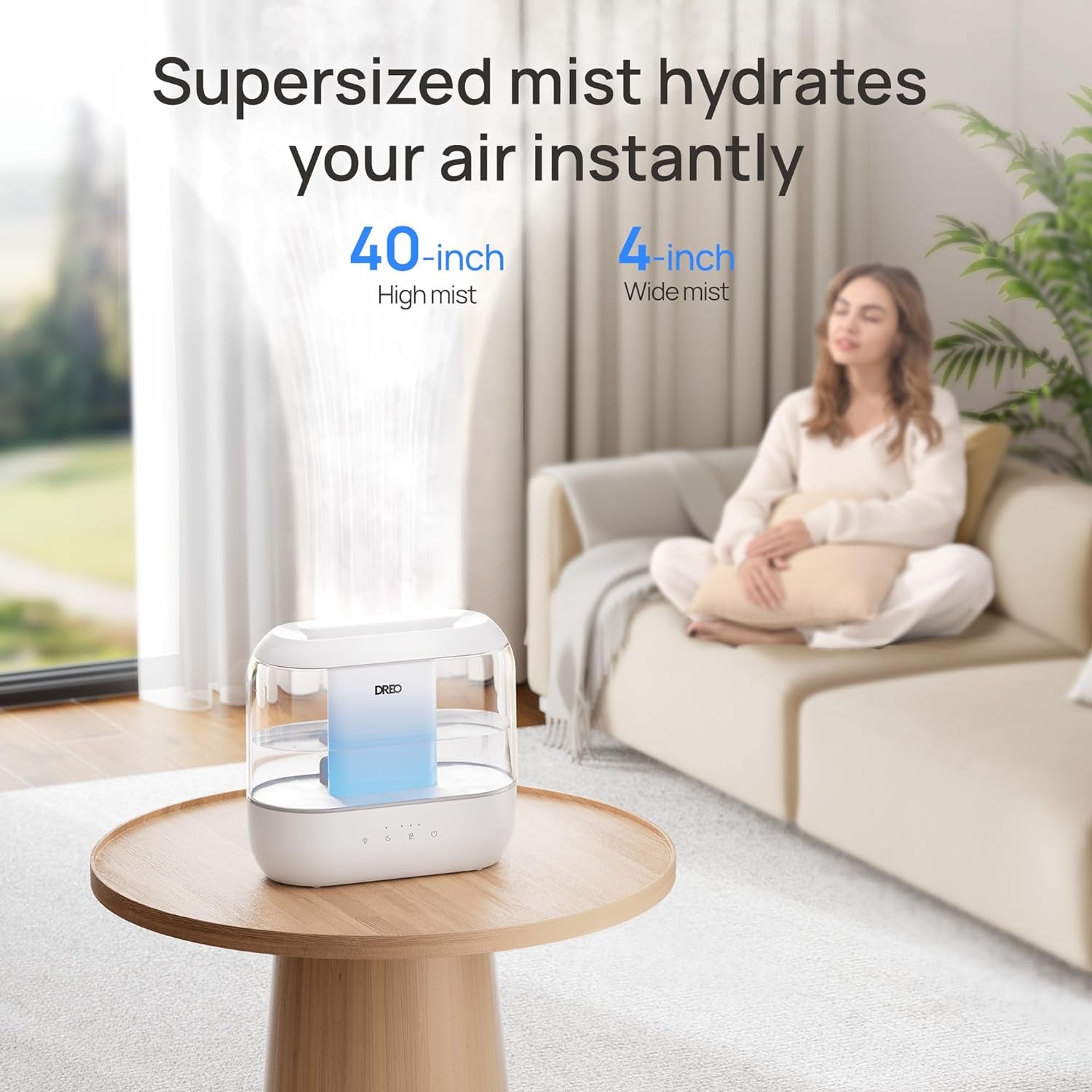 Humidifiers for Bedroom, Top Fill 4L Supersized Cool Mist Humidifier, 32H Runtime, 28 Db Quiet Ultrasonic Air Humidifier for Large Room, Plants, Baby Nursery, Indoor, Night Light, Easy to Clean