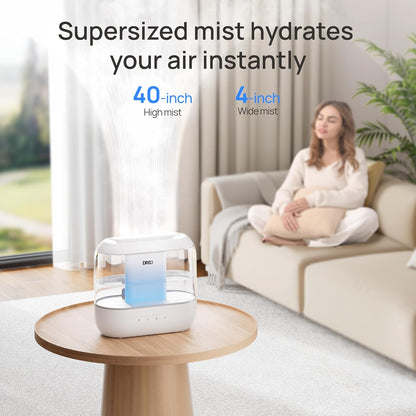 Humidifiers for Bedroom, Top Fill 4L Supersized Cool Mist Humidifier, 32H Runtime, 28 Db Quiet Ultrasonic Air Humidifier for Large Room, Plants, Baby Nursery, Indoor, Night Light, Easy to Clean